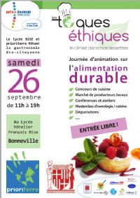 Journée des gastronomes éco-citoyens. Le samedi 26 septembre 2015 à BONNEVILLE. Haute-Savoie.  11H00